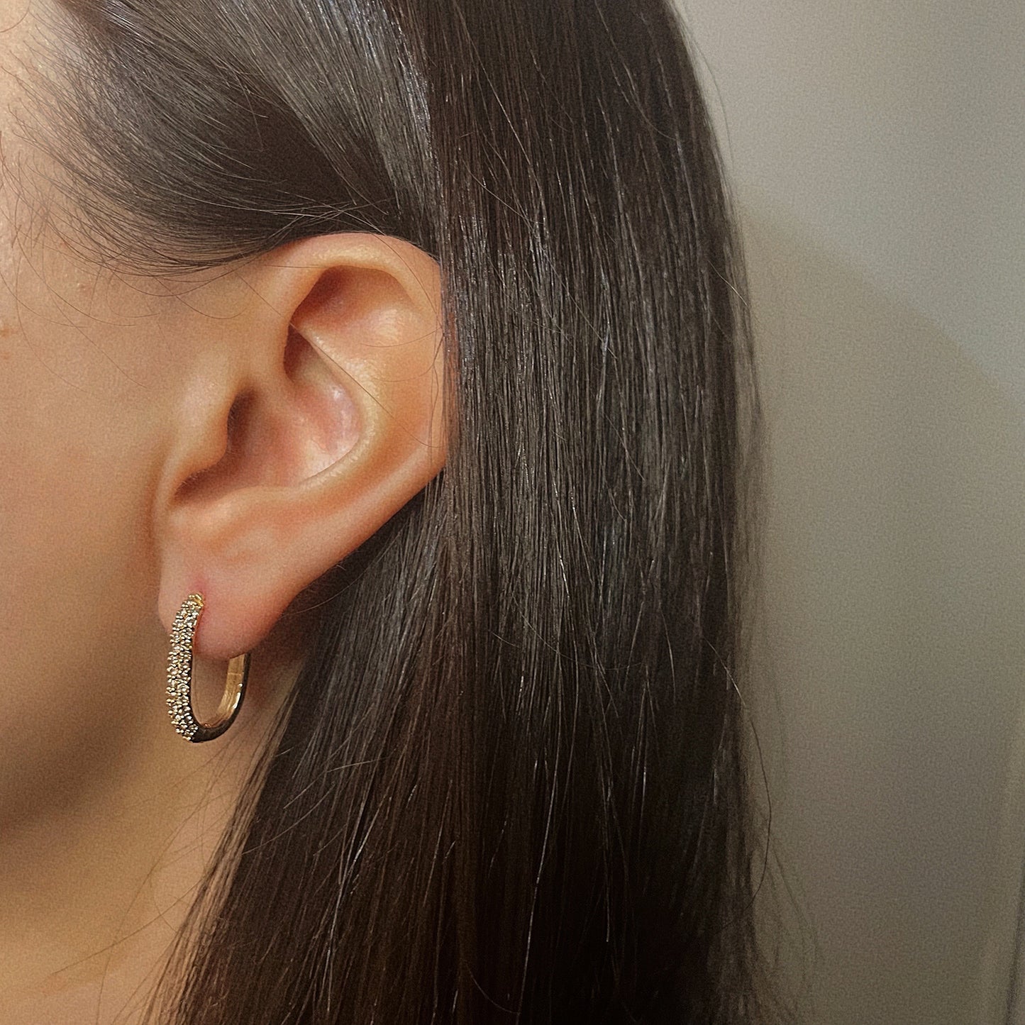 STONY OVAL EARRING